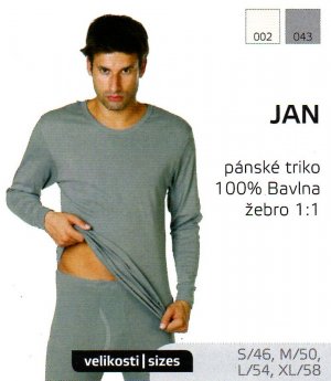Pánské triko s dlouhým rukávem JAN bílé,šedé
